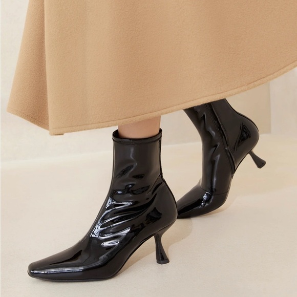 EUC, Loeffler Randall Thandy Black Suede Curved Heel Booties, Size 11.5 - Picture 4 of 16